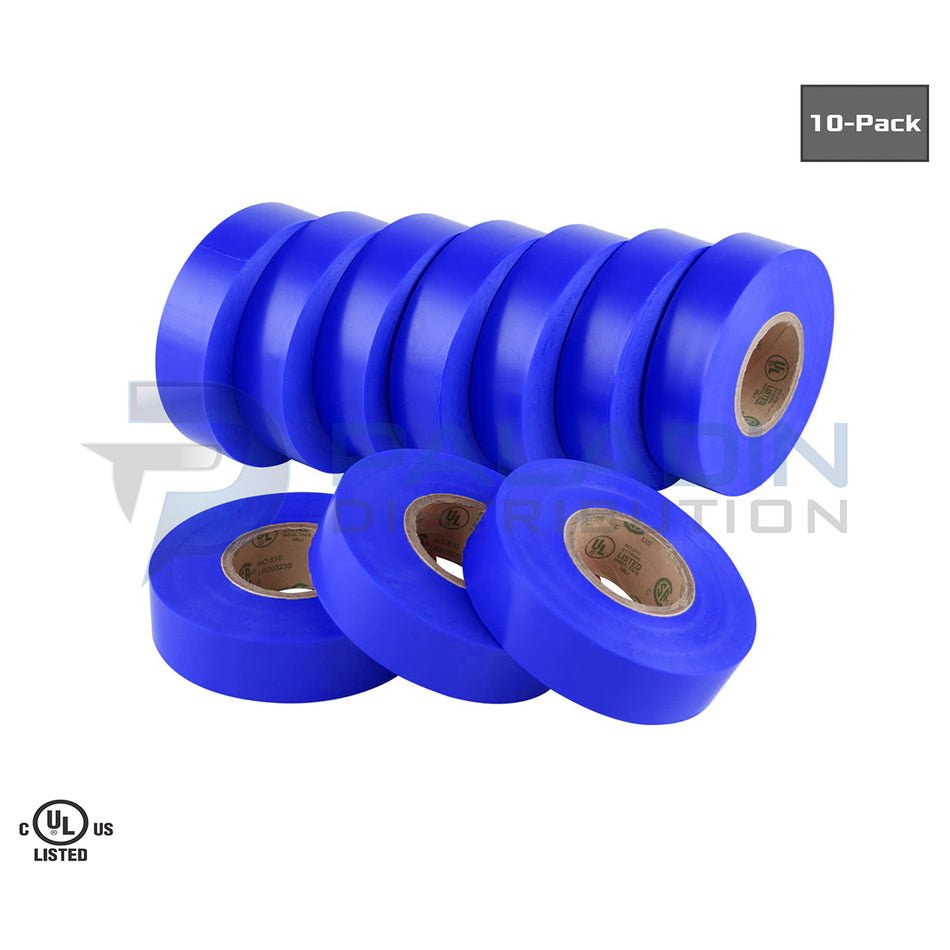 Electrical Tape PVC UL Listed – 3/4″ x 60′ FT – Blue – (10 Pack)