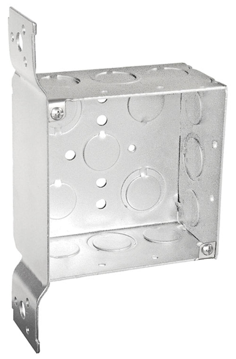 Southwire / Garvin 52171-FS - 4" Square Bracketed Box, 2-1/8" Deep - Welded, W/Conduit KO's