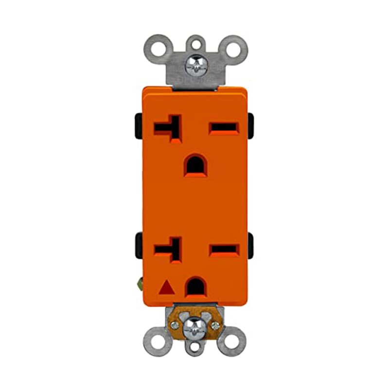 Enerlites 62050-IG-O - Isolated Ground Decorator Duplex Receptacle, 6-20R - Orange