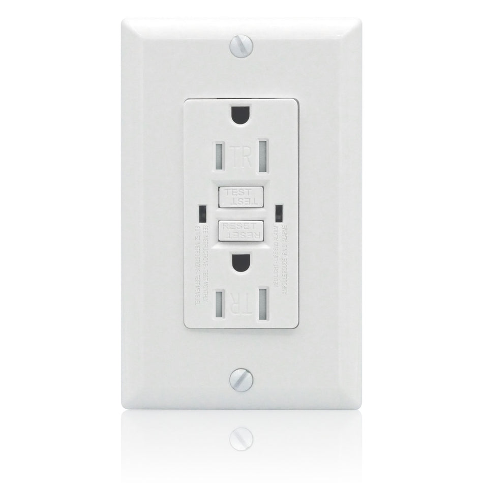 GFCI Receptacle Outlet - 15A Tamper Resistant TR - White - UL Listed