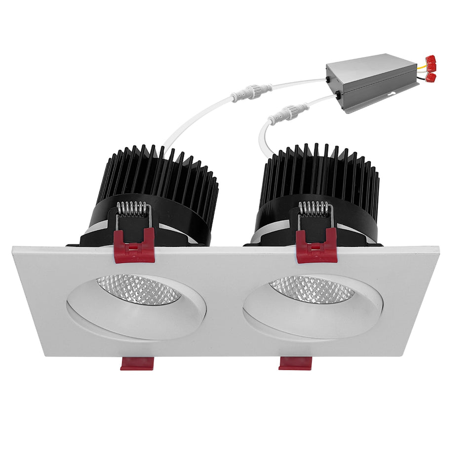 Envision LED-SQM2-4-30W-5CCT-WH - LED Double Head Downlight 5CCT Selectable - 4" - White
