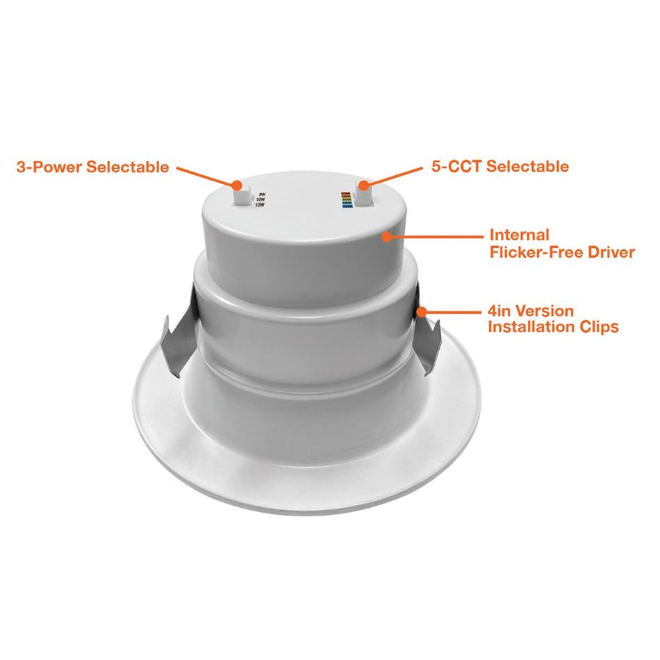 Envision LED-RDL-4-PC-CCT-WH-SM - 4" Retrofit Downlight RDL-Line - Power & Color Temperature Selectable - White