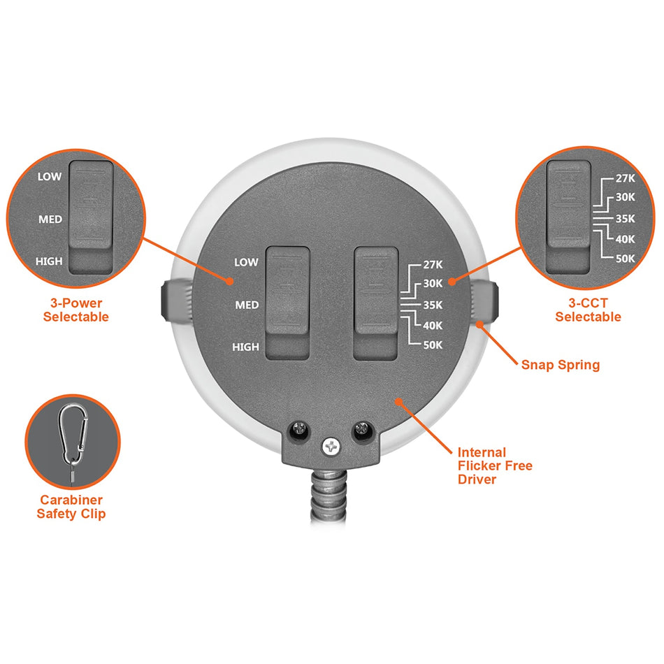 Envision LED-CMD-8-3M29-5CCT-UNV - LED Commercial Downlight Power & Color Temperature Selectable - 8" - White