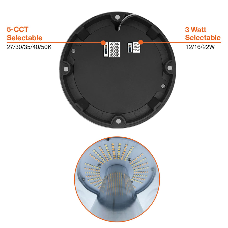 Envision LED-BLD-RD-5CCT-CN-DM-BL - LED Bollard Head Round Cone Dome Top Black Finish