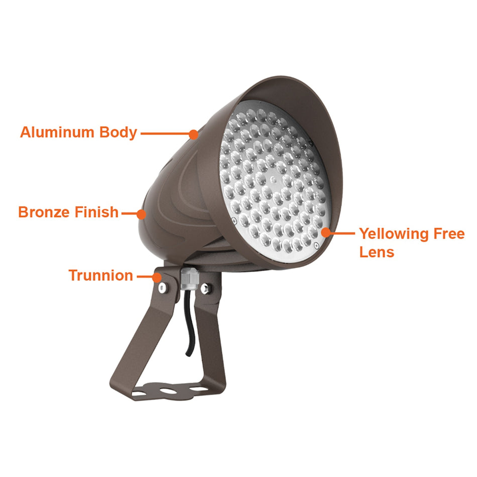 Envision LED-BLT-3P25W-TRI-BZ-TR - Bullet Flood Trunnion Mount MAGNA-Line w/ Photocell - Power & Color Temperature Selectable - Bronze