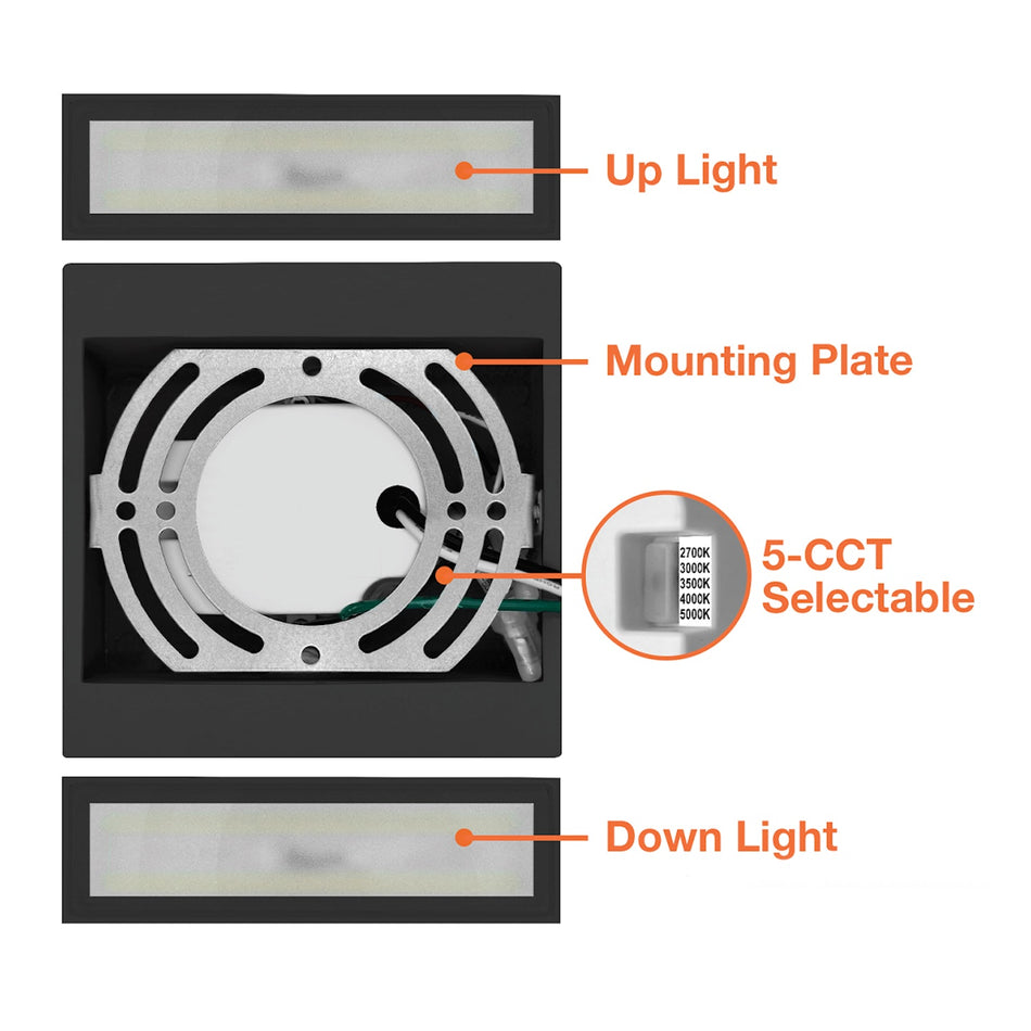Envision LED-WSC-UD-15W-5CCT-BL - Modern Square Sconce Light M-Line - Black