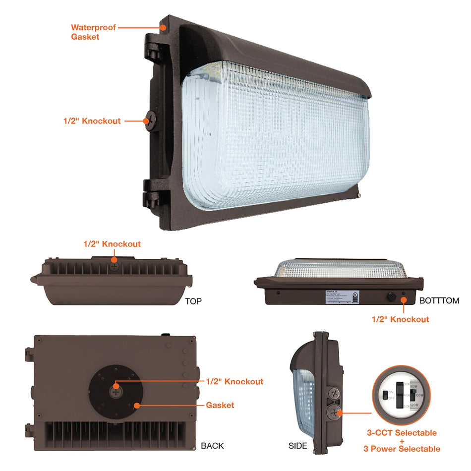Envision LED-WPF-SL-3P60-TRI-BZ-UNV-PC - LED Wall Pack Power & Color Temperature Select - Slim SL-Line - Bronze