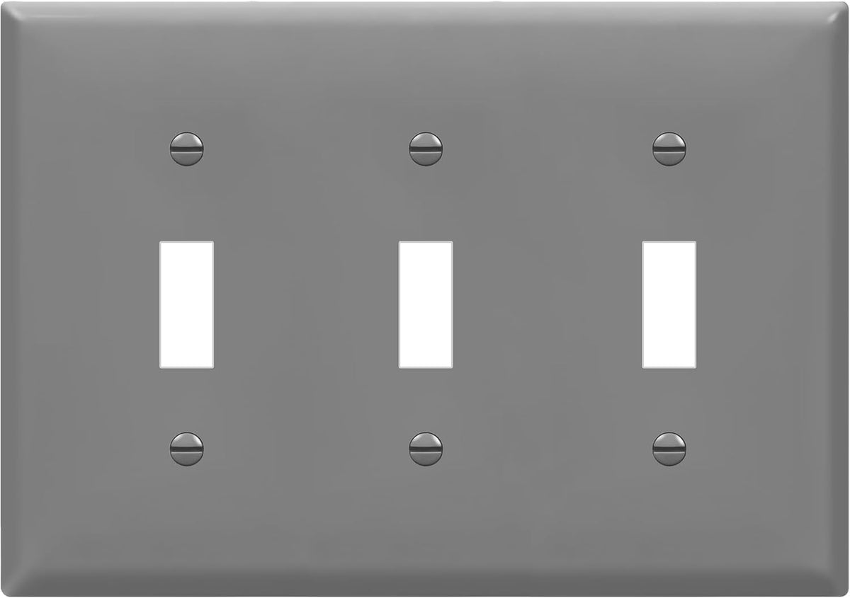 Enerlites 8813-GY - Toggle Switch Three-Gang Wall Plate - Gray