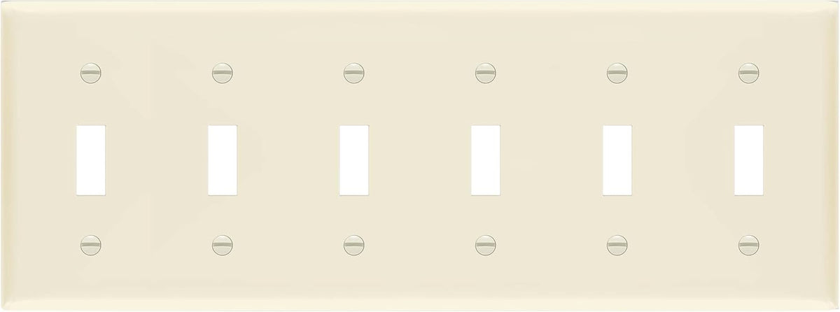 Enerlites 8816-LA - Toggle Switch Six-Gang Wall Plate - Light Almond