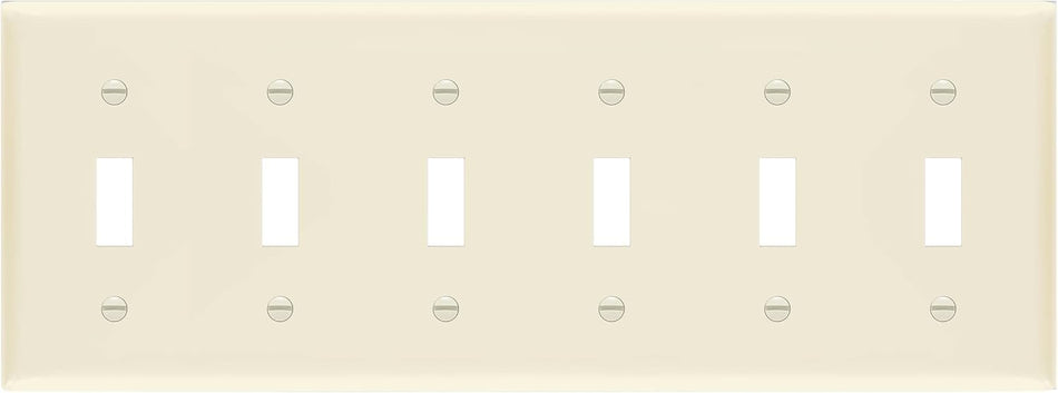 Enerlites 8816-LA - Toggle Switch Six-Gang Wall Plate - Light Almond