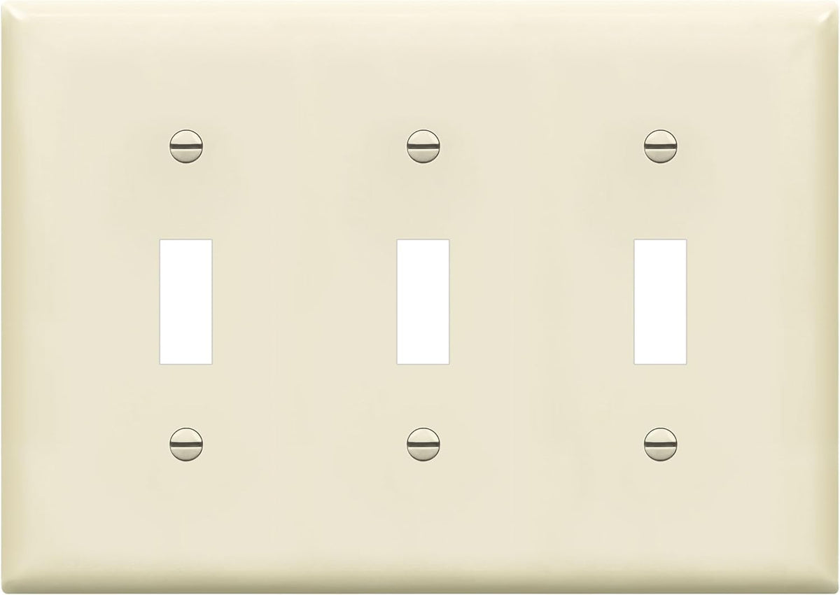 Enerlites 8813-LA - Toggle Switch Three-Gang Wall Plate - Light Almond