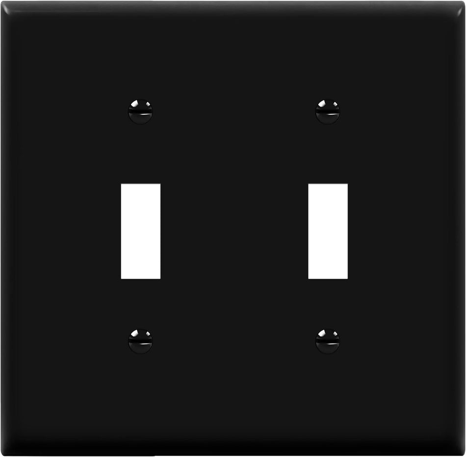 Enerlites 8812-BK - Toggle Switch Two-Gang Wall Plate - Black