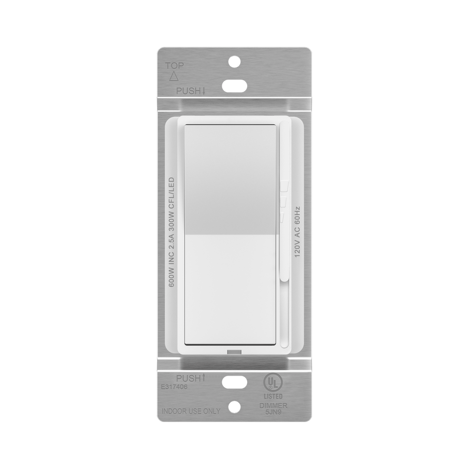 Enerlites 57300-W - Dimmer for CFL/LED Lights, Incandescent/Halogen, Single Pole or Three Way - White