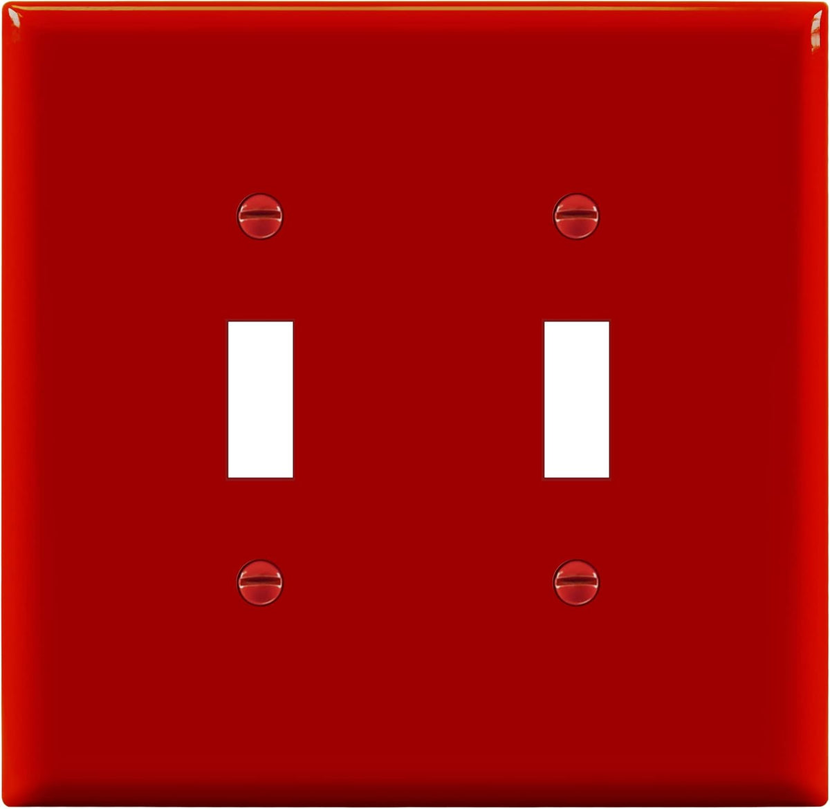 Enerlites 8812M-R - Toggle Switch Two-Gang Wall Plate, Mid-Size - Red