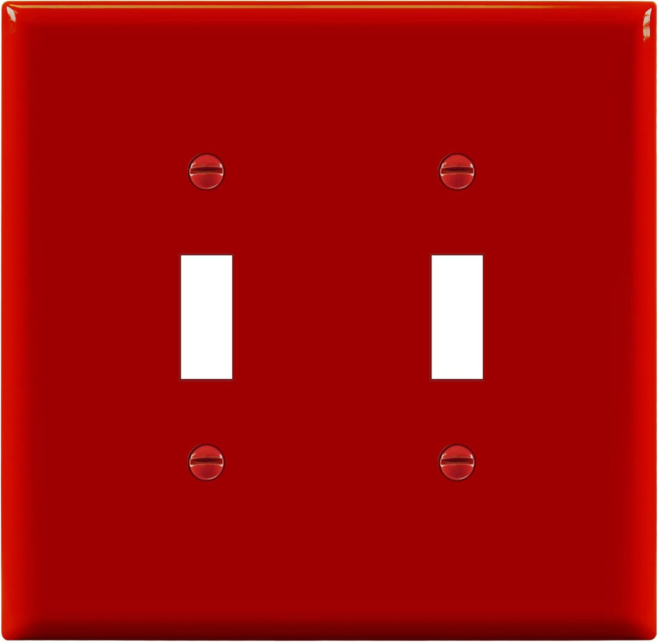 Enerlites 8812M-R - Toggle Switch Two-Gang Wall Plate, Mid-Size - Red