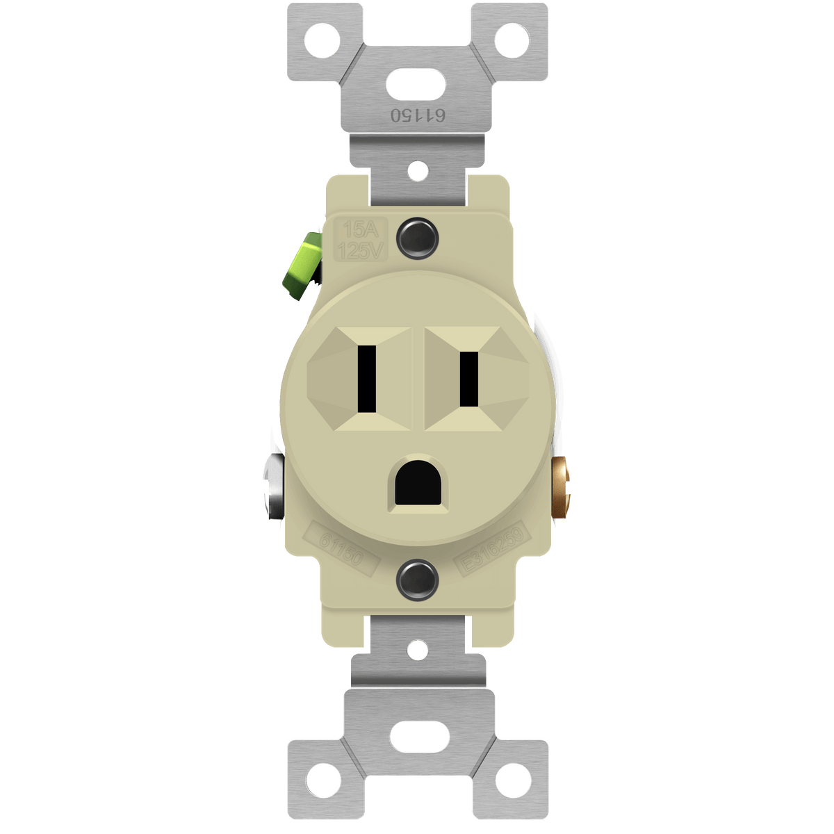 Enerlites 61150-I - Commercial Grade 15A Single Receptacle, 5-15R - Ivory