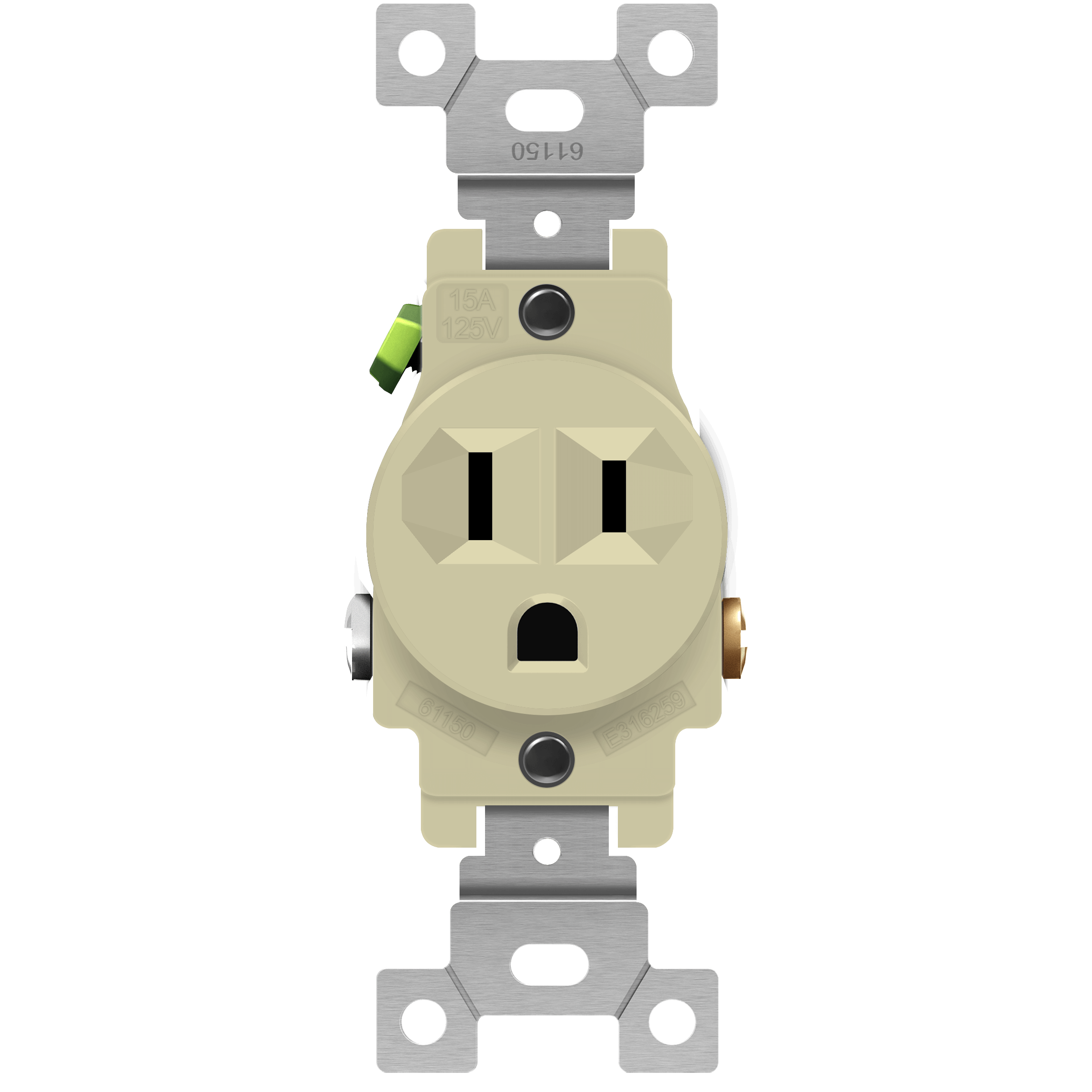Enerlites 61150-I - Commercial Grade 15A Single Receptacle, 5-15R - Ivory
