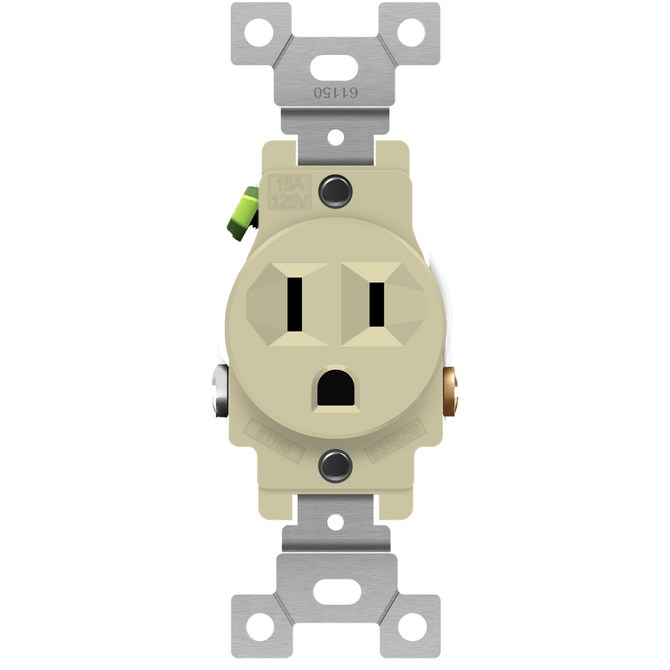 Enerlites 61150-I - Commercial Grade 15A Single Receptacle, 5-15R - Ivory