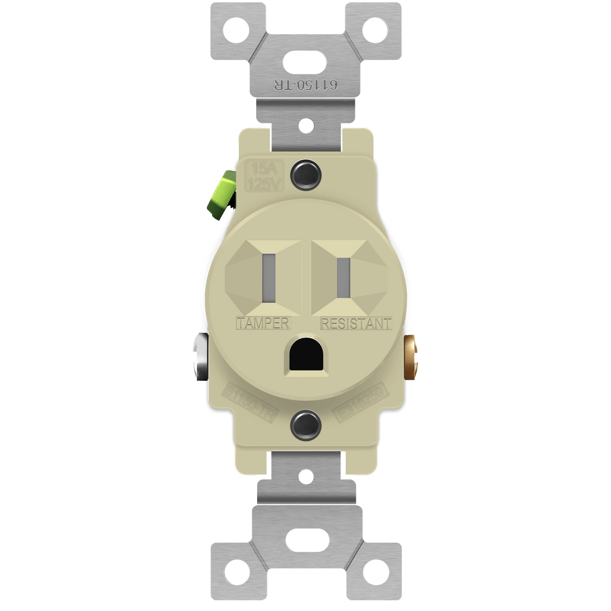 Enerlites 61150-TR-I - Commercial Grade 15A Tamper-Resistant Single Receptacle - Ivory