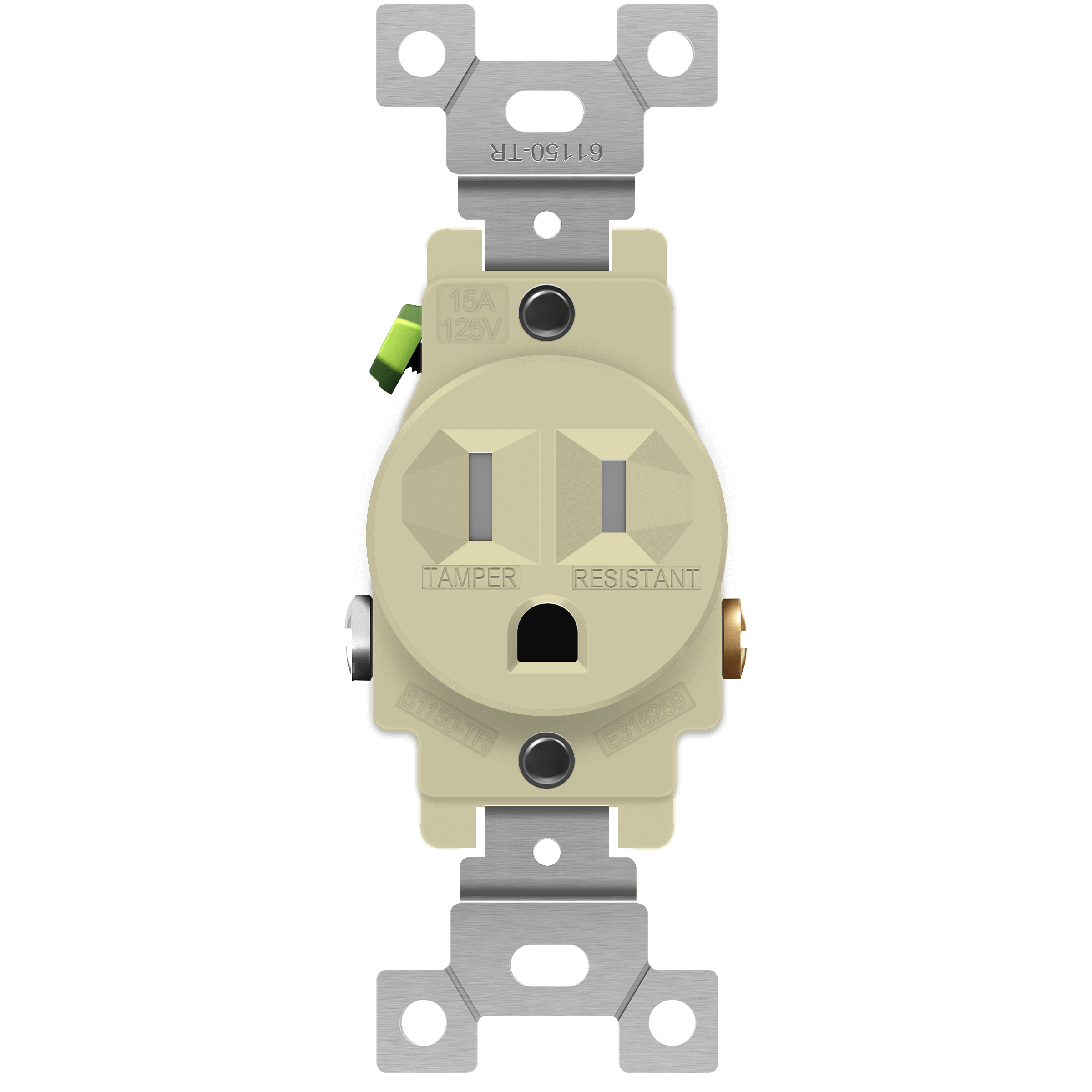 Enerlites 61150-TR-I - Commercial Grade 15A Tamper-Resistant Single Receptacle - Ivory
