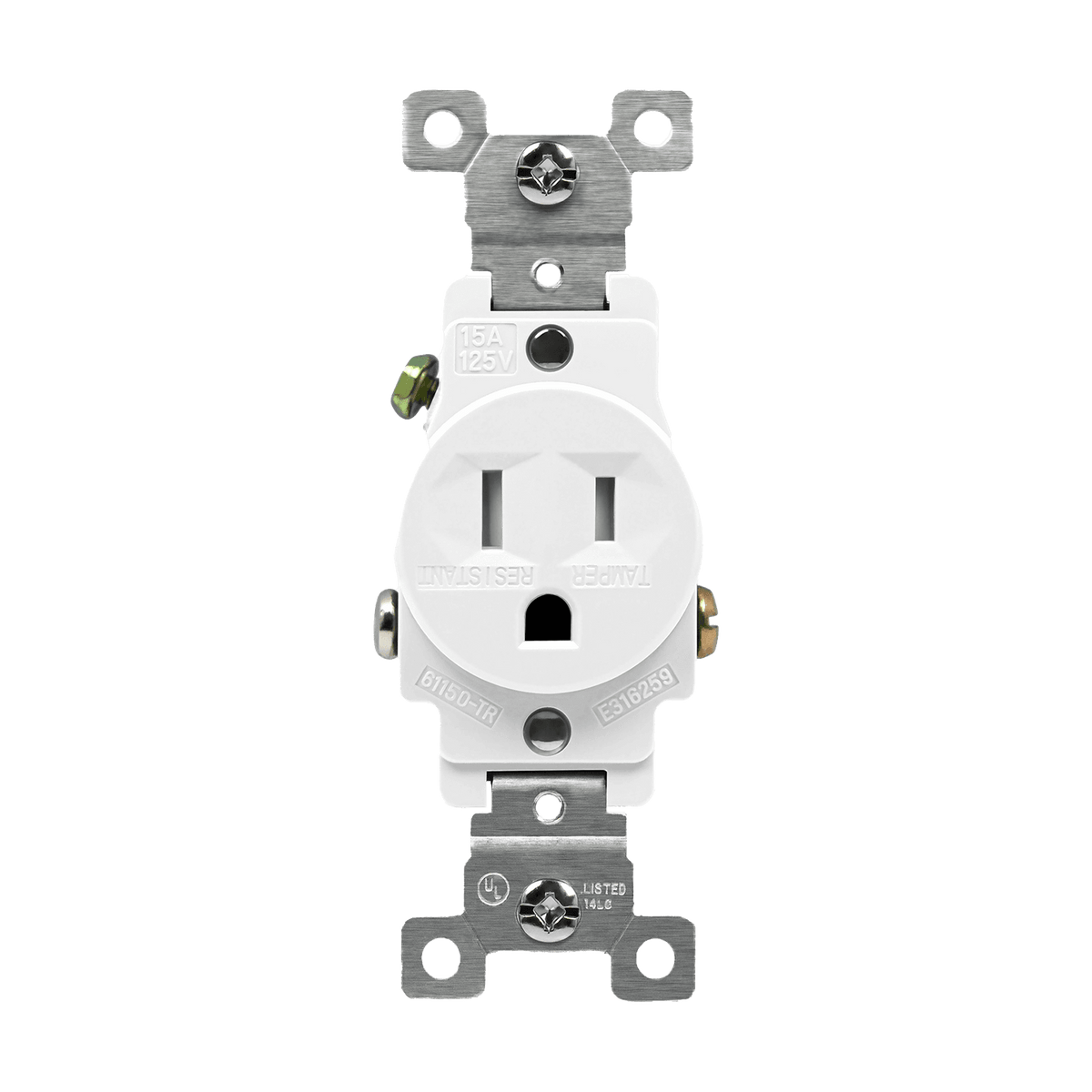 Enerlites 61150-TR-W - Commercial Grade 15A Tamper-Resistant Single Receptacle - White