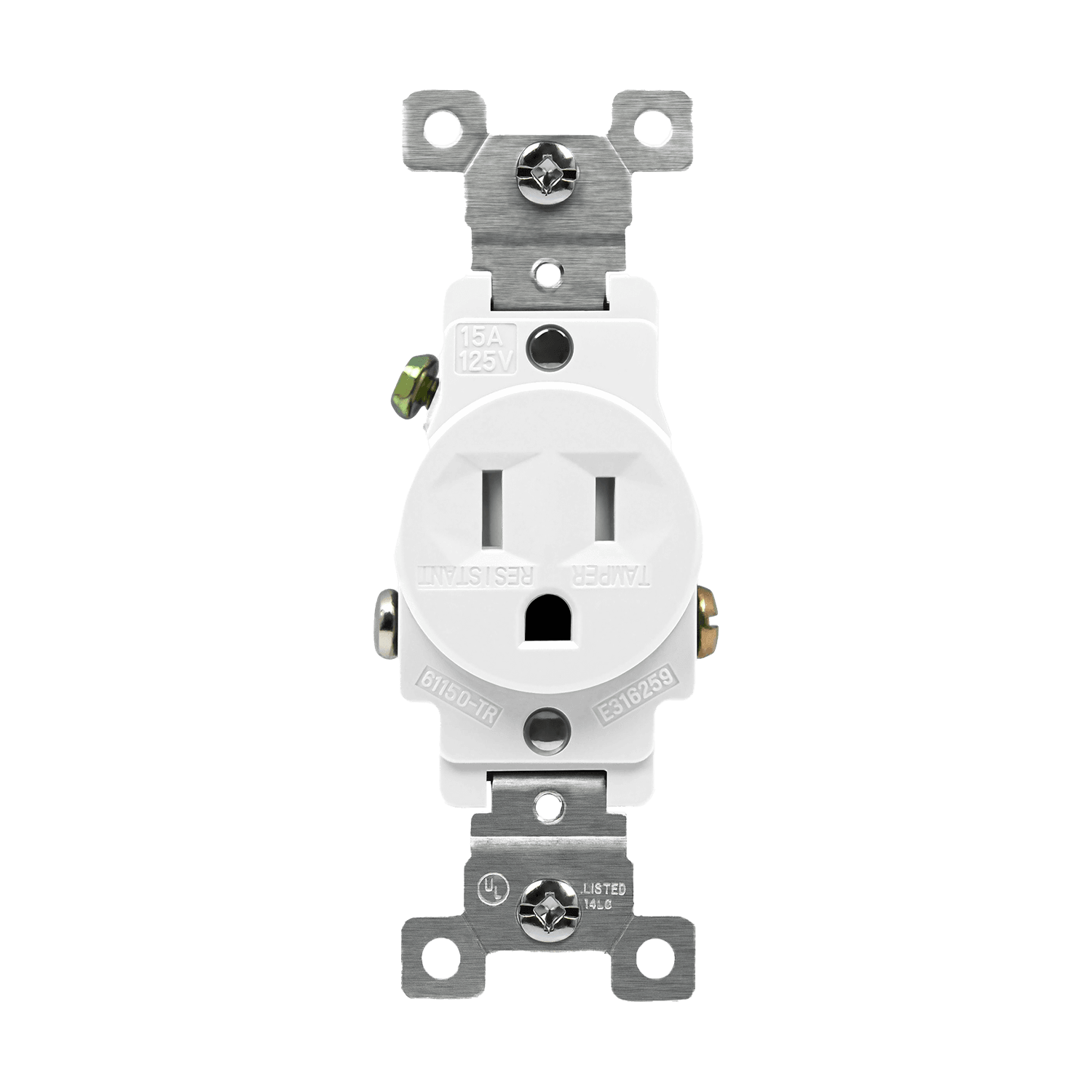 Enerlites 61150-TR-W - Commercial Grade 15A Tamper-Resistant Single Receptacle - White