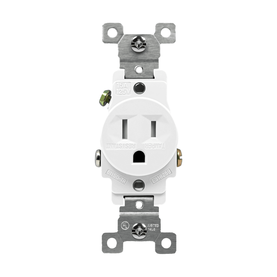 Enerlites 61150-TR-W - Commercial Grade 15A Tamper-Resistant Single Receptacle - White