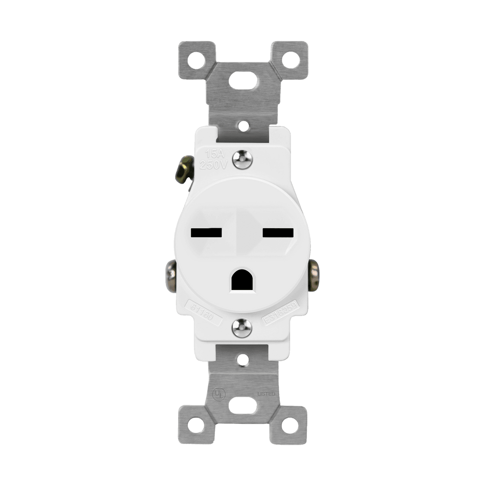 Enerlites 61160-W - Commercial Grade 15A Single Receptacle, 6-15R - White