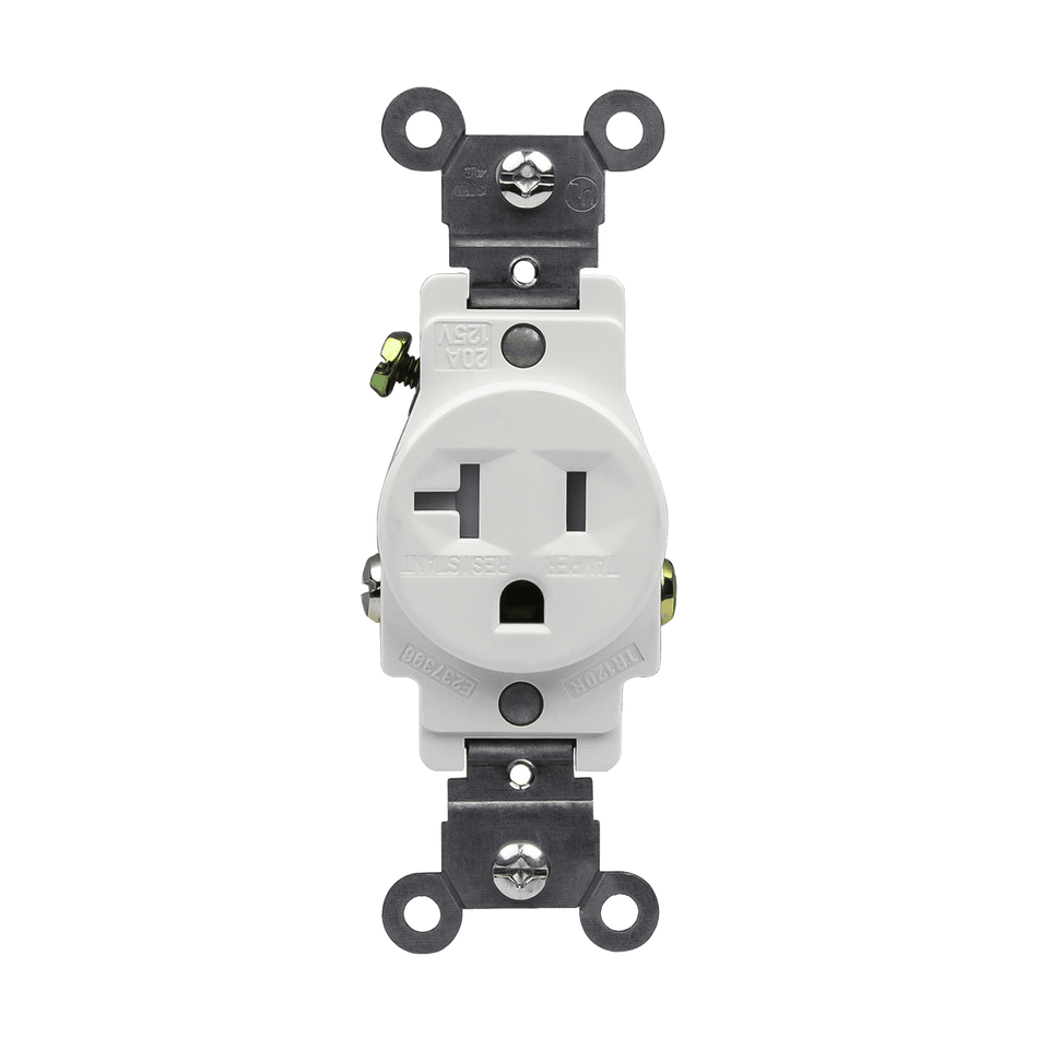 Enerlites 61200-TR - Commercial Grade 20A Tamper-Resistant Single Receptacle - White