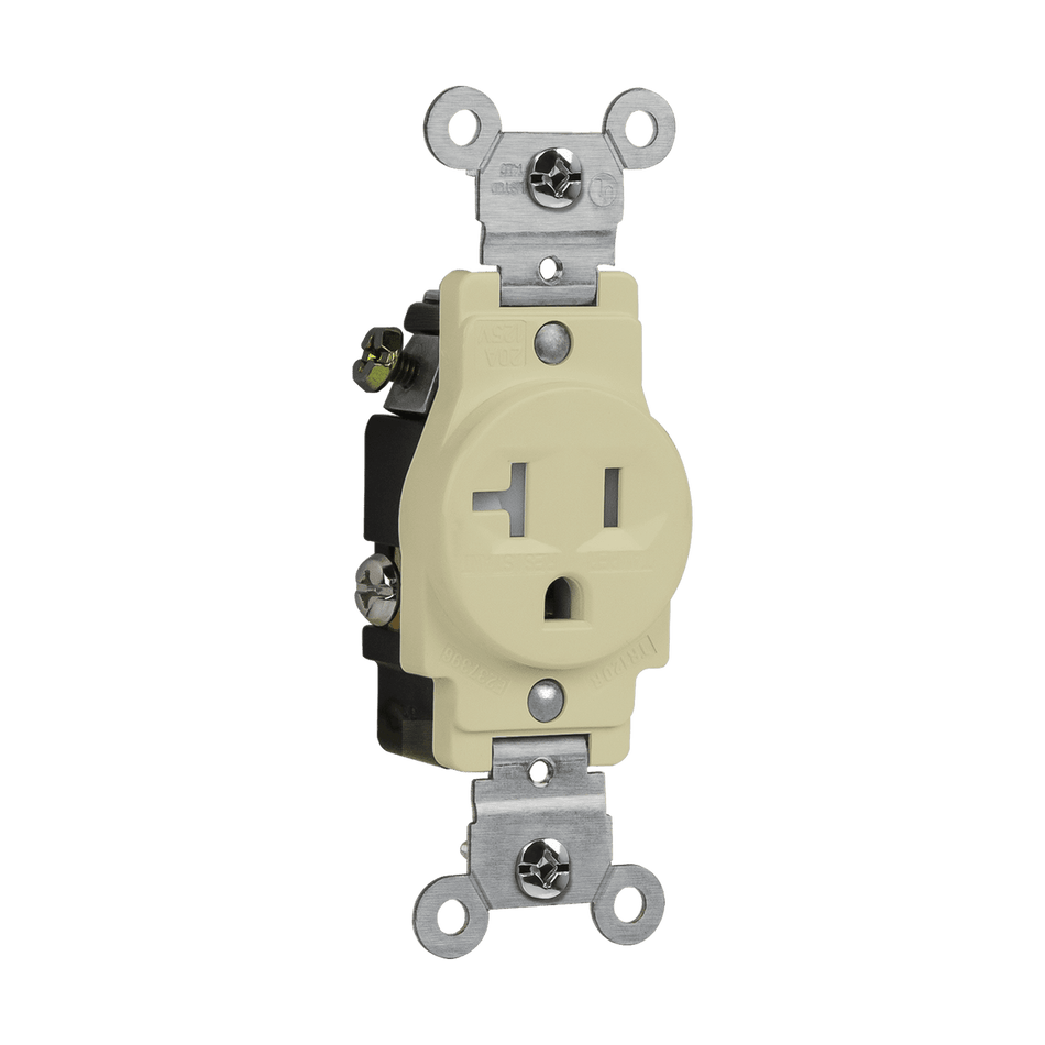 Enerlites 61200-I - Commercial Grade 20A Single Receptacle, 5-20R - Ivory