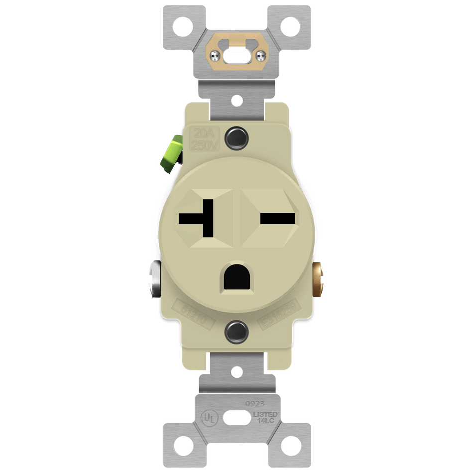 Enerlites 61210-I - Commercial Grade 20A Single Receptacle, 6-20R - Ivory