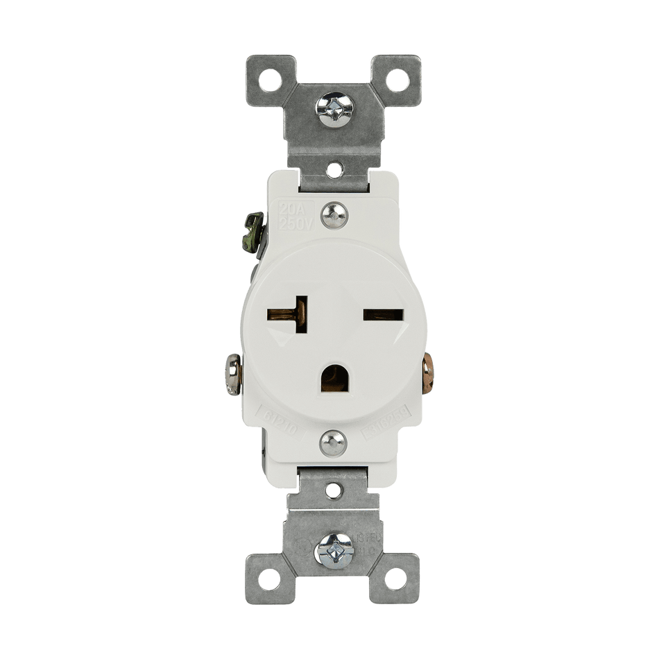Enerlites 61210-W - Commercial Grade 20A Single Receptacle, 6-20R - White