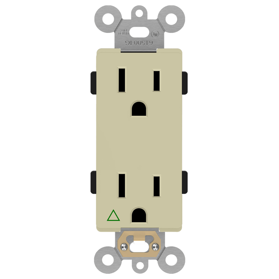 Enerlites 61500-IG-I - Isolated Ground Decorator Duplex Receptacle - Ivory