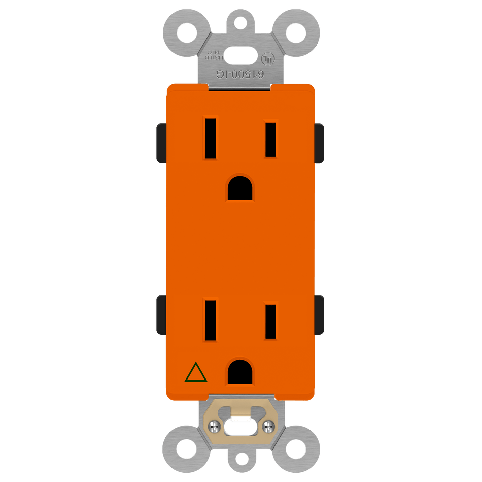 Enerlites 61500-IG-O - Isolated Ground Decorator Duplex Receptacle - Orange