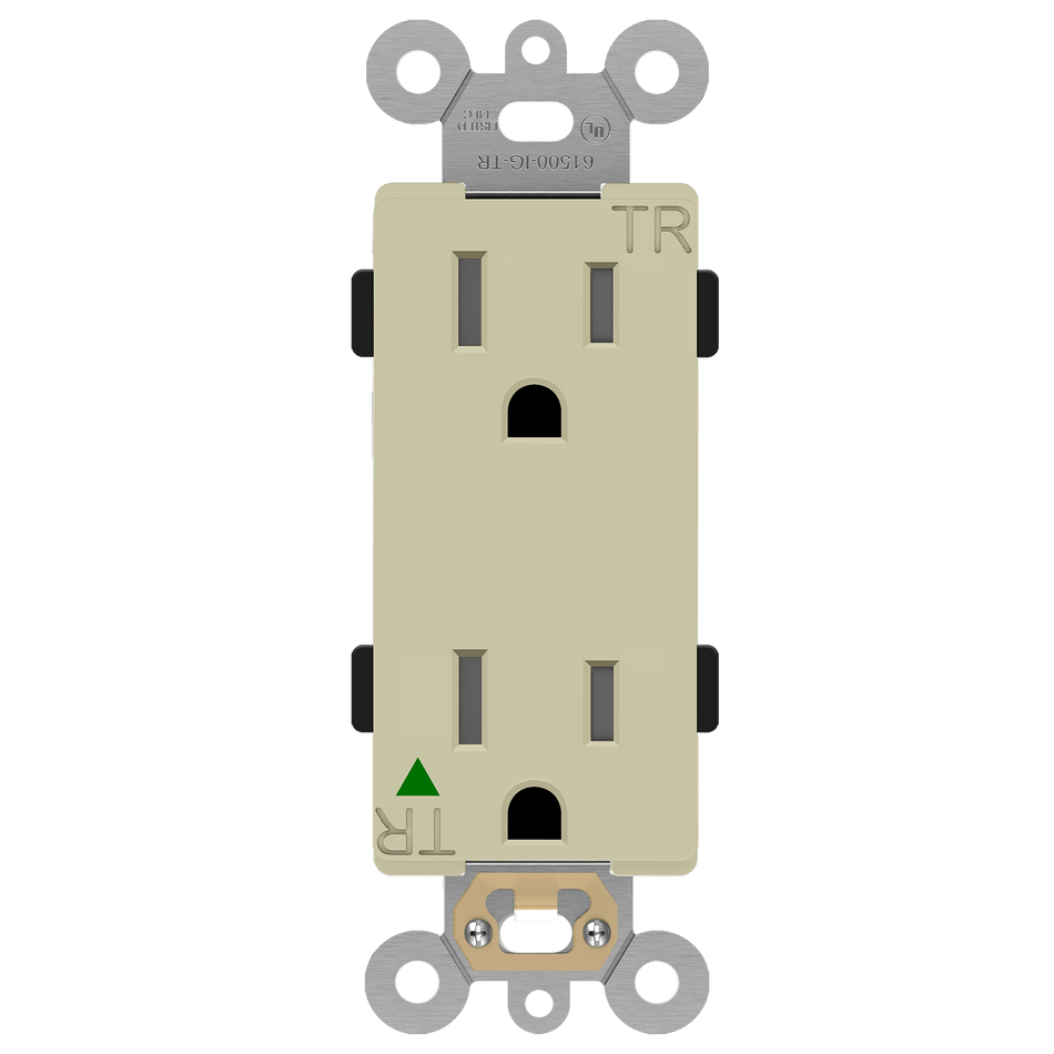Enerlites 61500-IG-TR-I - Isolated Ground Tamper-Resistant Decorator Receptacle, 5-15R - Ivory