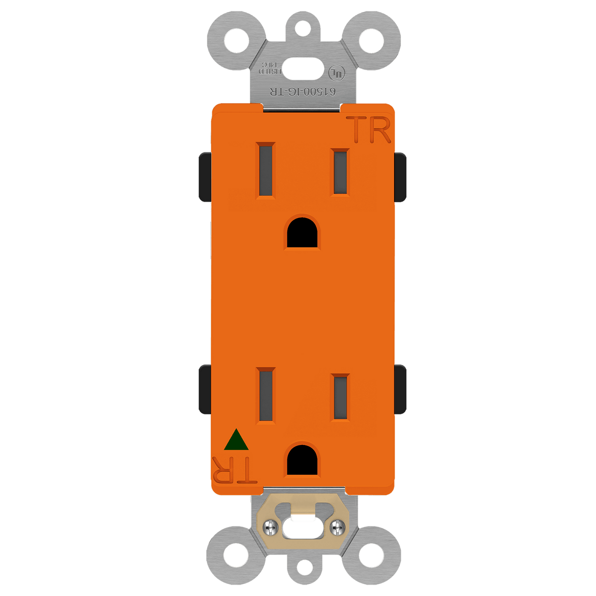 Enerlites 61500-IG-TR-O - Isolated Ground Tamper-Resistant Decorator Receptacle, 5-15R - Orange