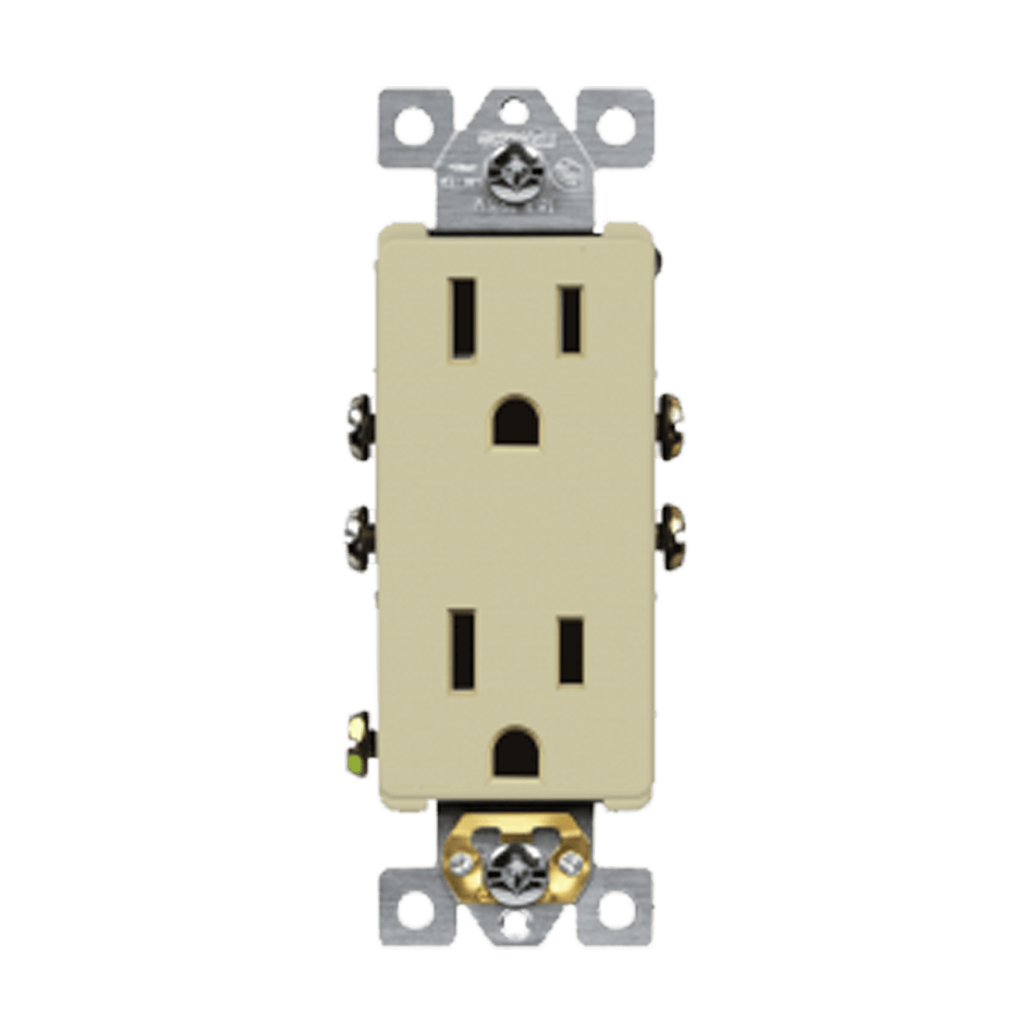 Enerlites 61501-I - Residential Grade 15A Decorator Style Self-Grounding Duplex Receptacle - Ivory