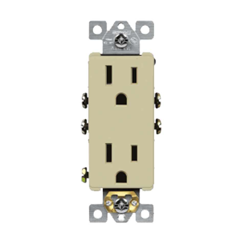 Enerlites 61501-I - Residential Grade 15A Decorator Style Self-Grounding Duplex Receptacle - Ivory