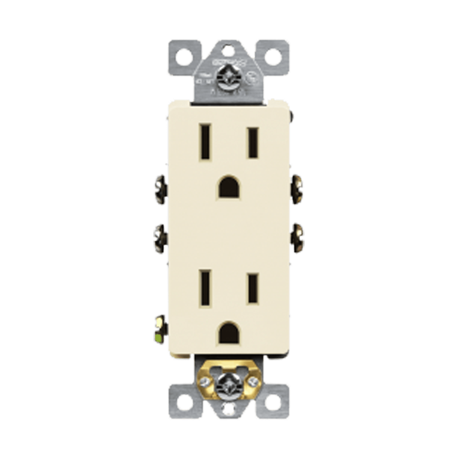 Enerlites 61501-LA - Residential Grade 15A Decorator Style Self-Grounding Duplex Receptacle - Light Almond