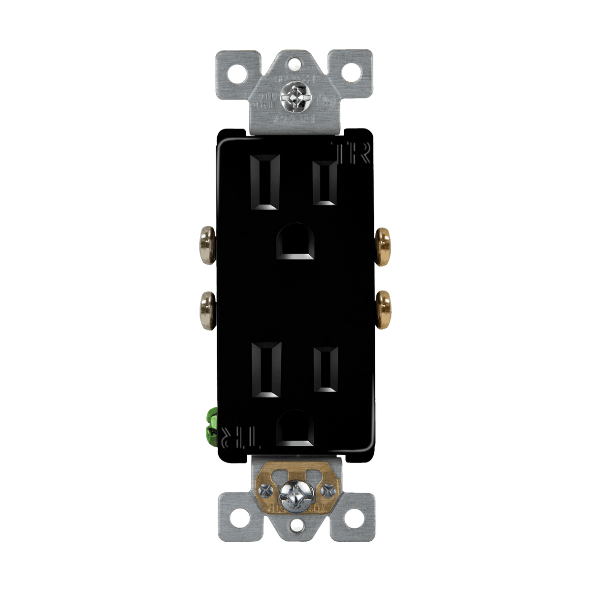 Enerlites 61501-TR-BK - Residential Grade 15A Decorator Style Self-Grounding Tamper-Resistant Duplex Receptacle - Black
