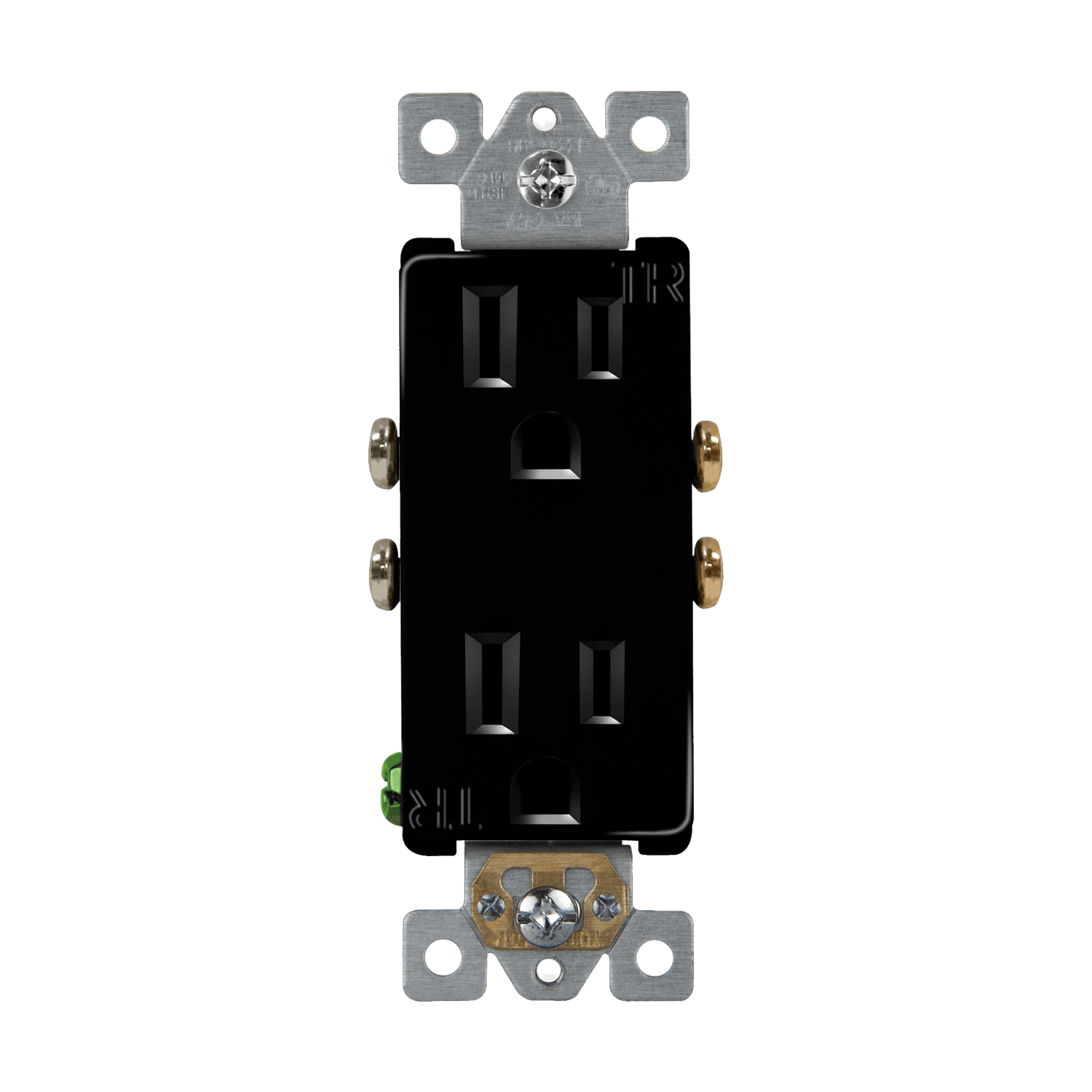Enerlites 61501-TR-BK - Residential Grade 15A Decorator Style Self-Grounding Tamper-Resistant Duplex Receptacle - Black