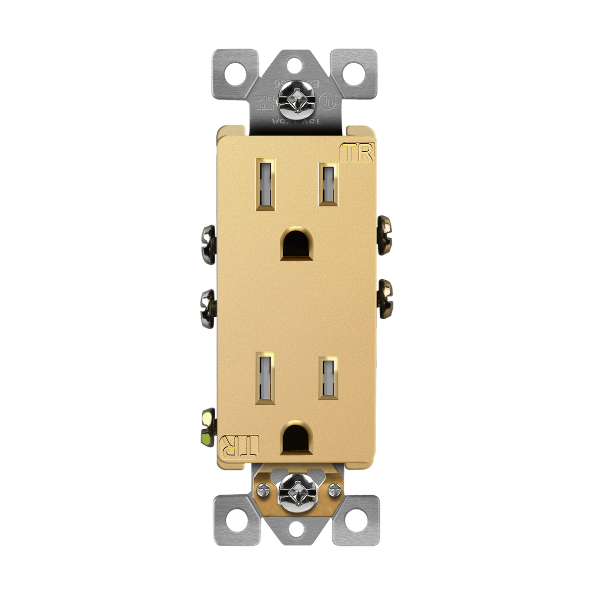 Enerlites 61501-TR-GD - Residential Grade 15A Decorator Style Self-Grounding Tamper-Resistant Duplex Receptacle - Gold