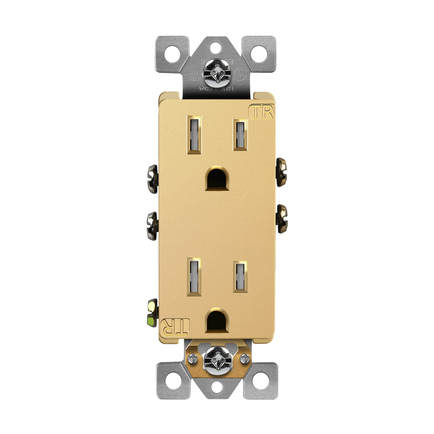 Enerlites 61501-TR-GD - Residential Grade 15A Decorator Style Self-Grounding Tamper-Resistant Duplex Receptacle - Gold