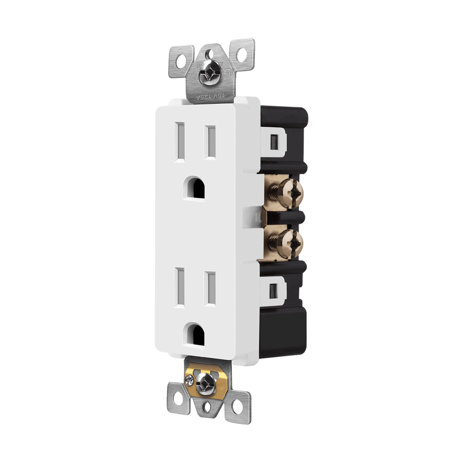 Enerlites 61501-TR-W - 15 Amp Tamper Resistant Decorator Receptacle Outlet - White TR 15A