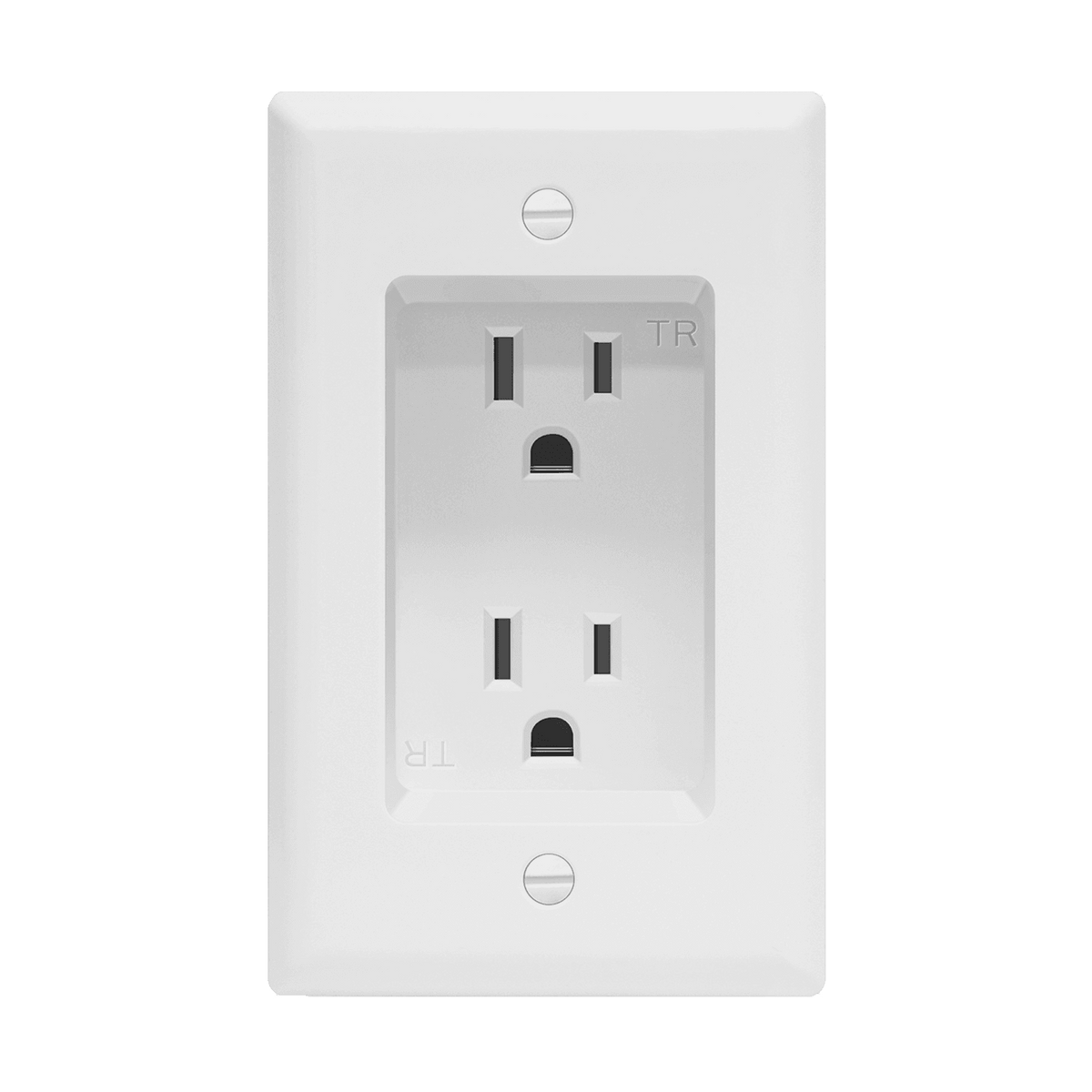 Enerlites 61501-TRRP-W - Residential Grade 15A Recessed Tamper-Resistant Duplex Receptacle - White