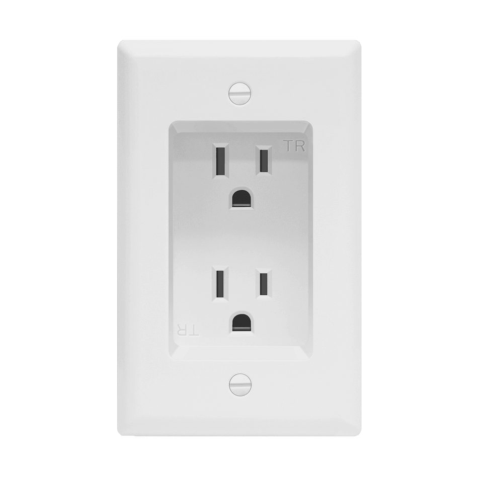Enerlites 61501-TRRP-W - Residential Grade 15A Recessed Tamper-Resistant Duplex Receptacle - White