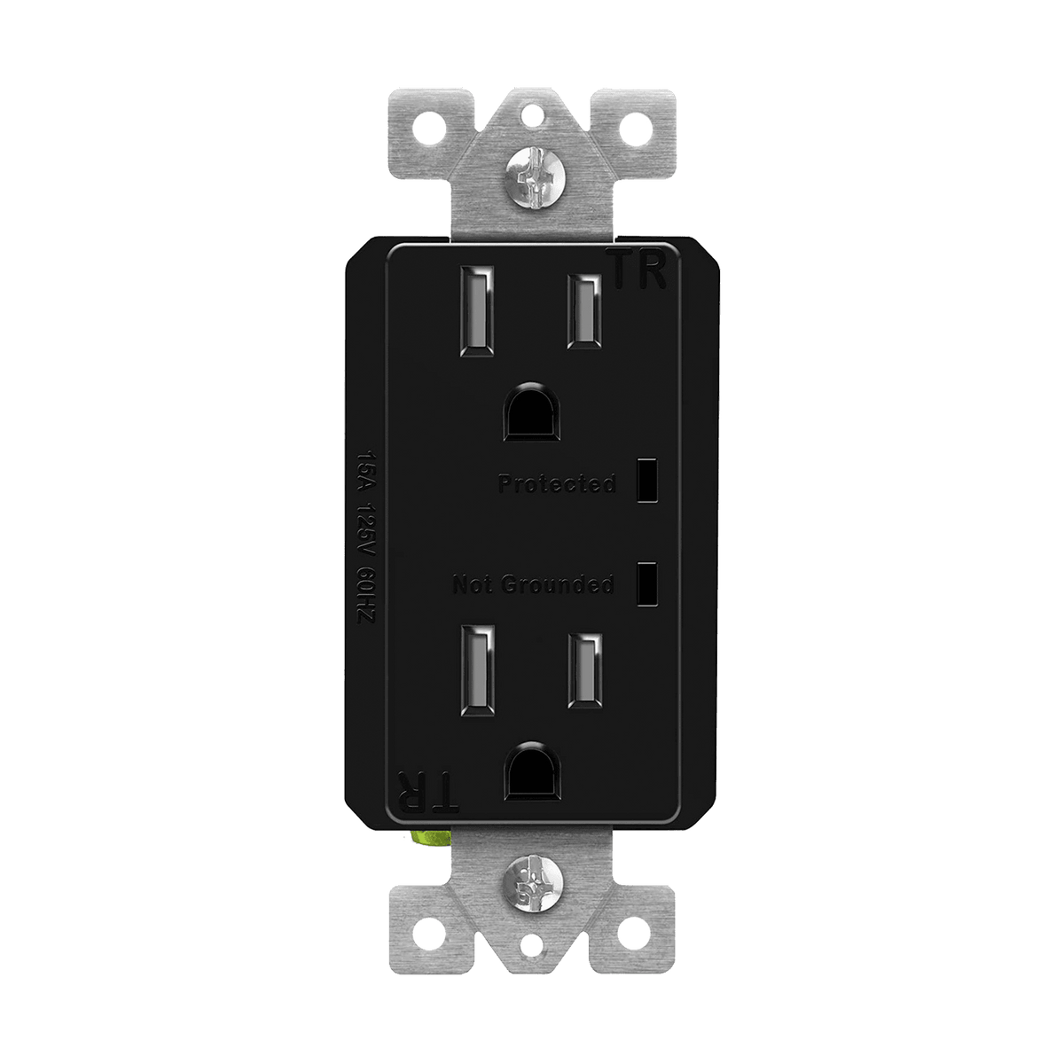 Enerlites 61501-TRSS-BK - Residential Grade 15A Tamper-Resistant Duplex Receptacle with Surge Suppressor - Black
