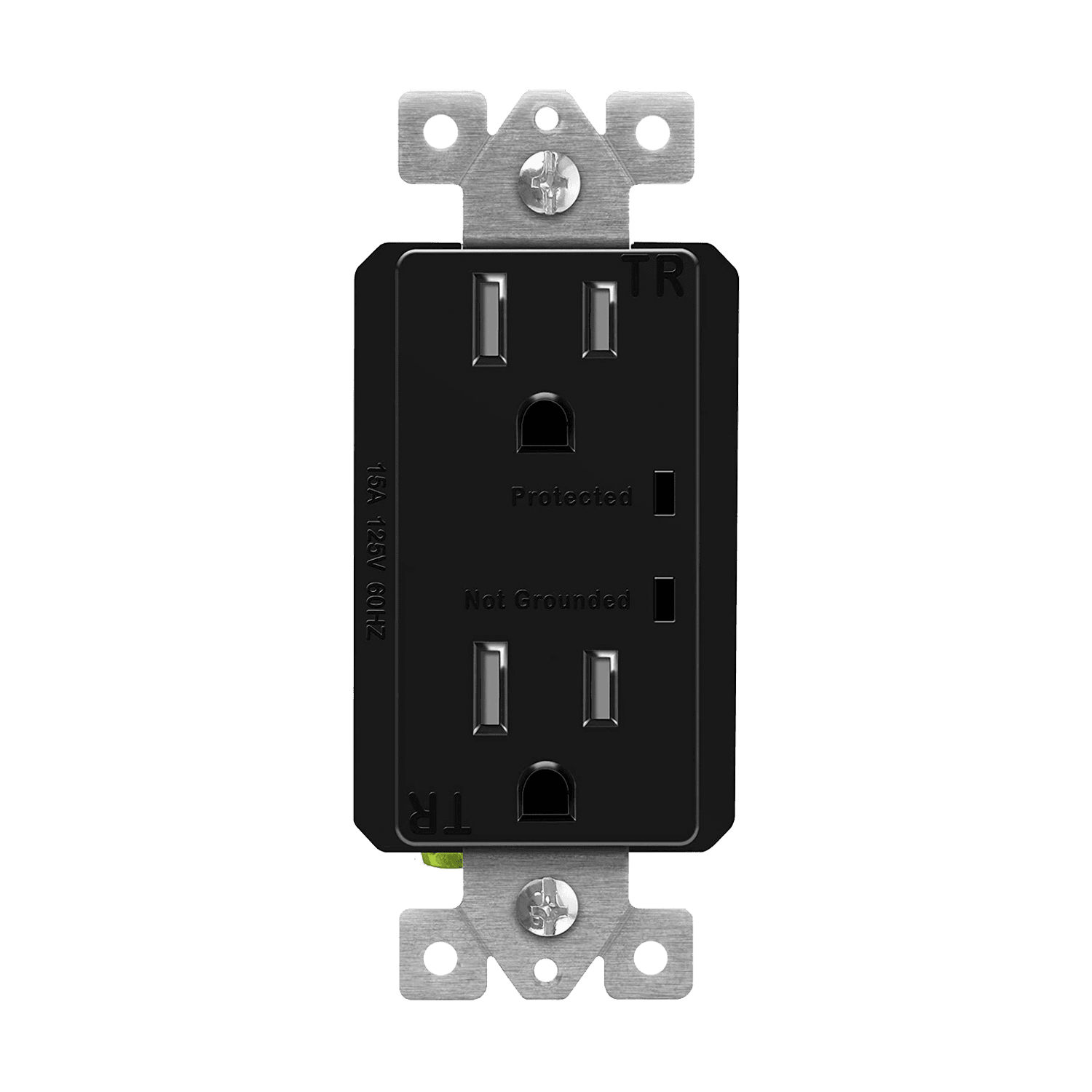 Enerlites 61501-TRSS-BK - Residential Grade 15A Tamper-Resistant Duplex Receptacle with Surge Suppressor - Black