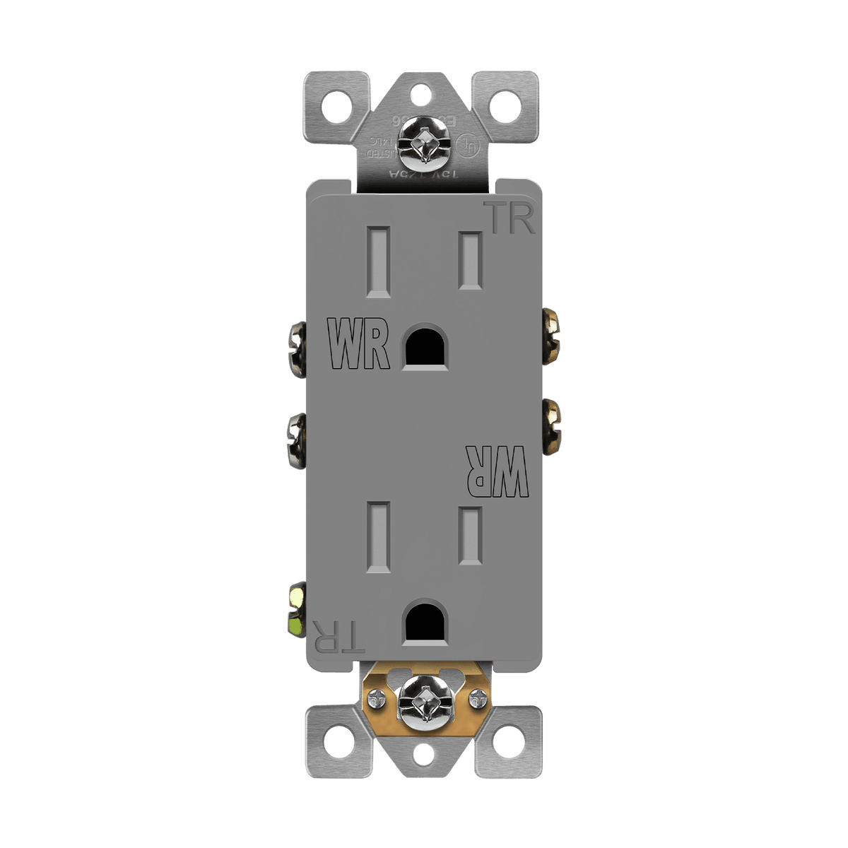 Enerlites 61501-TWR-GY - Decorator Receptacle, Tamper-Weather-Resistant - Gray