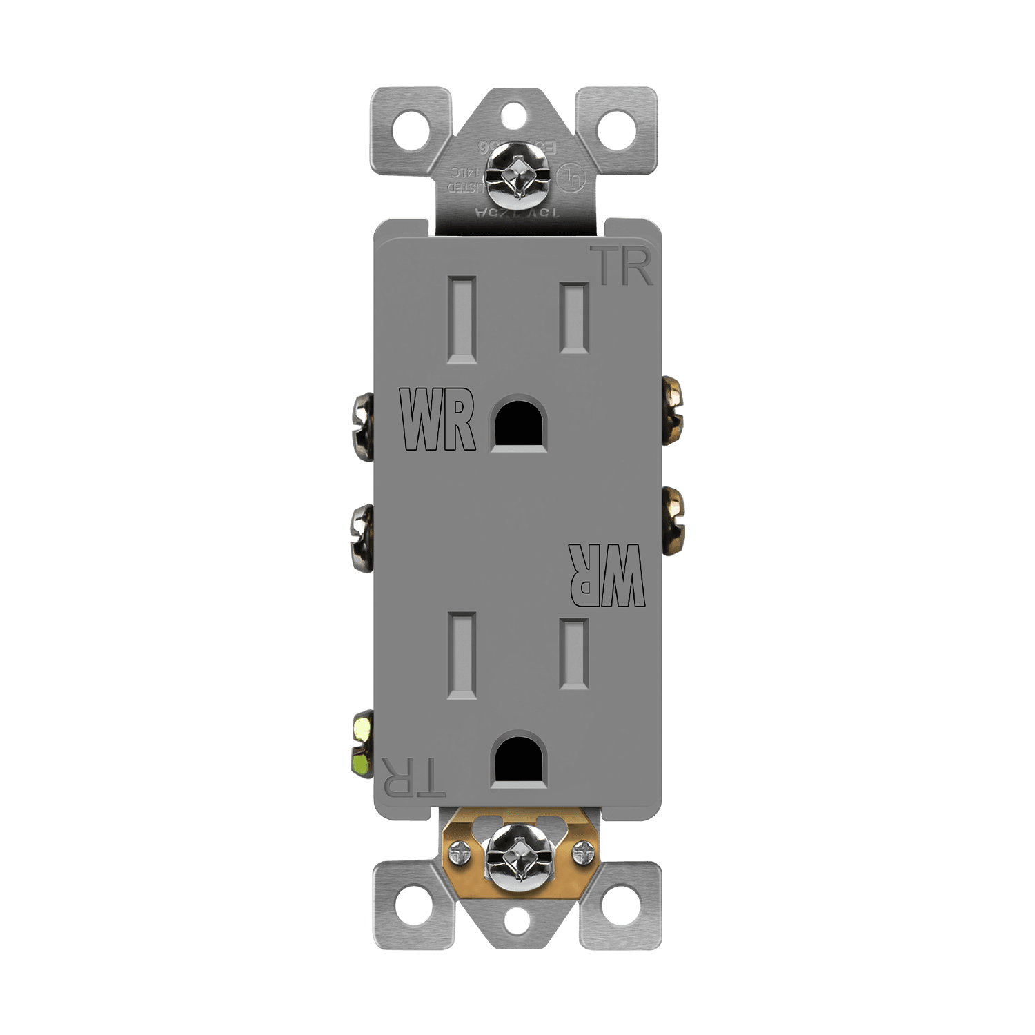 Enerlites 61501-TWR-GY - Decorator Receptacle, Tamper-Weather-Resistant - Gray